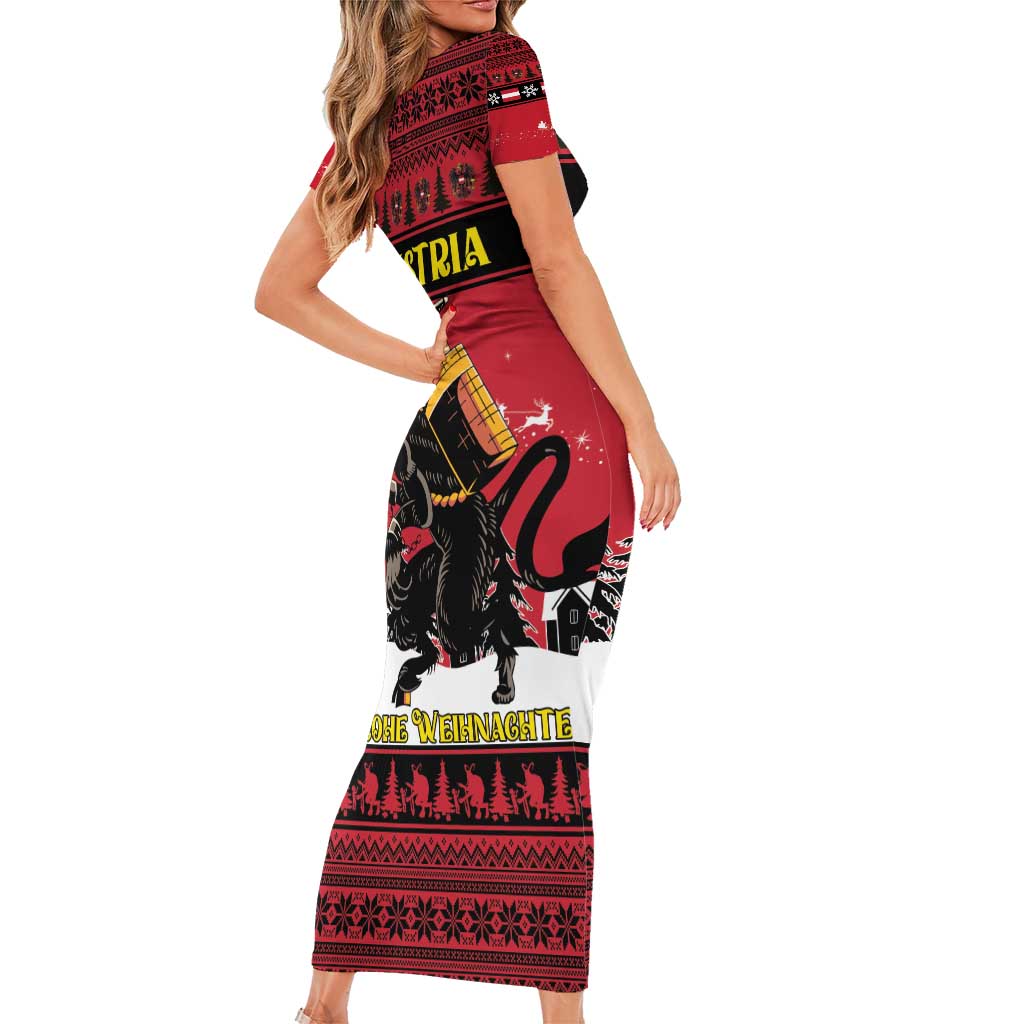 Austria Christmas Family Matching Short Sleeve Bodycon Dress and Hawaiian Shirt Krampus You Were Naughty - Wonder Print Shop