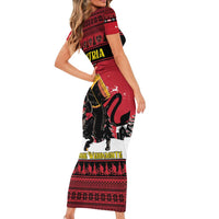 Austria Christmas Family Matching Short Sleeve Bodycon Dress and Hawaiian Shirt Krampus You Were Naughty - Wonder Print Shop