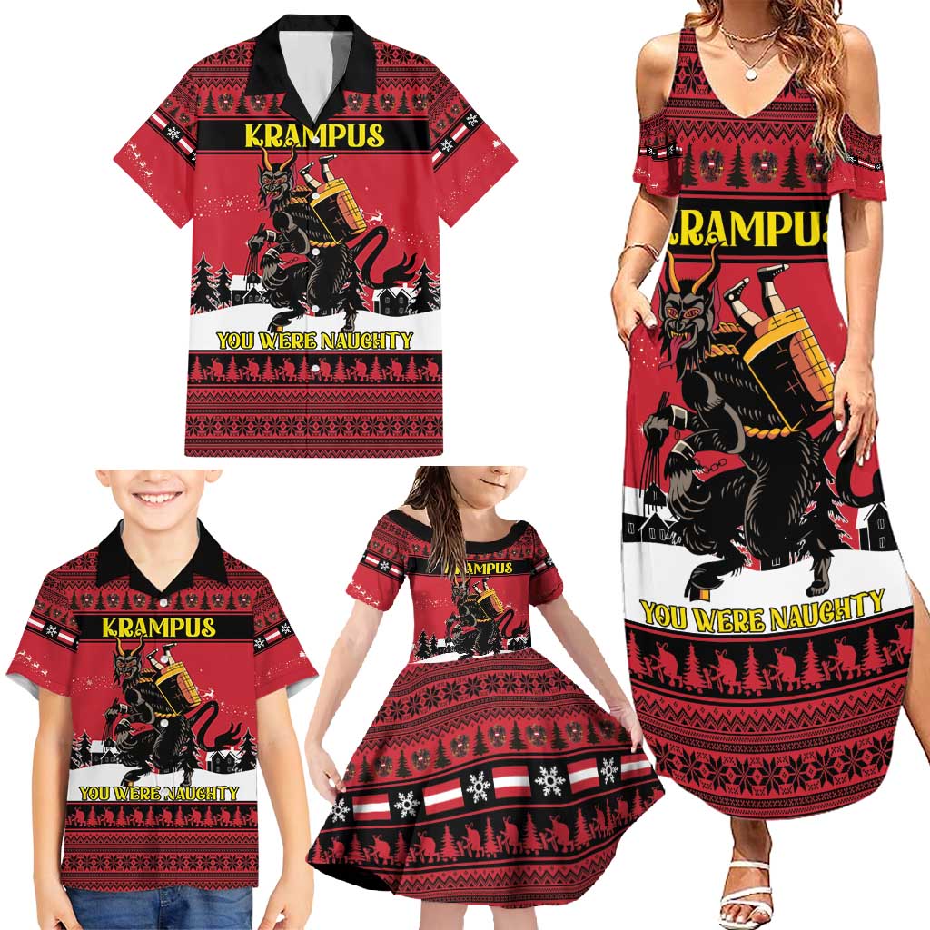 Austria Christmas Family Matching Summer Maxi Dress and Hawaiian Shirt Krampus You Were Naughty - Wonder Print Shop