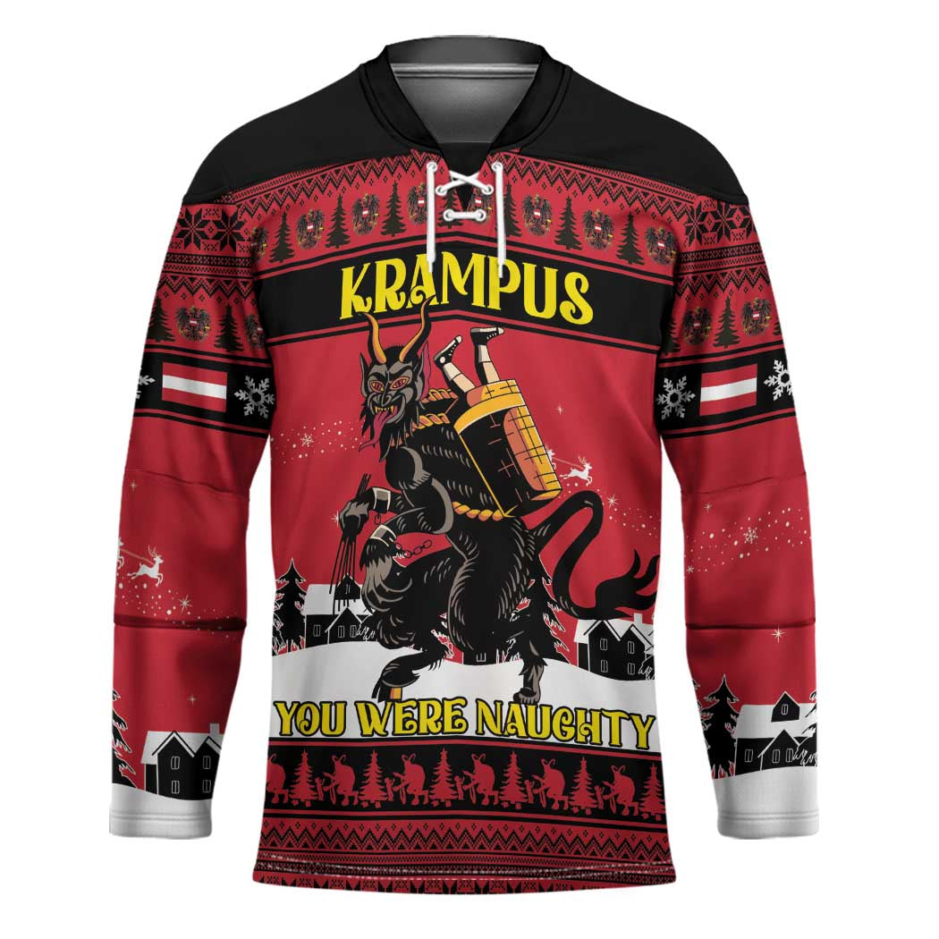 Austria Christmas Hockey Jersey Krampus You Were Naughty - Wonder Print Shop