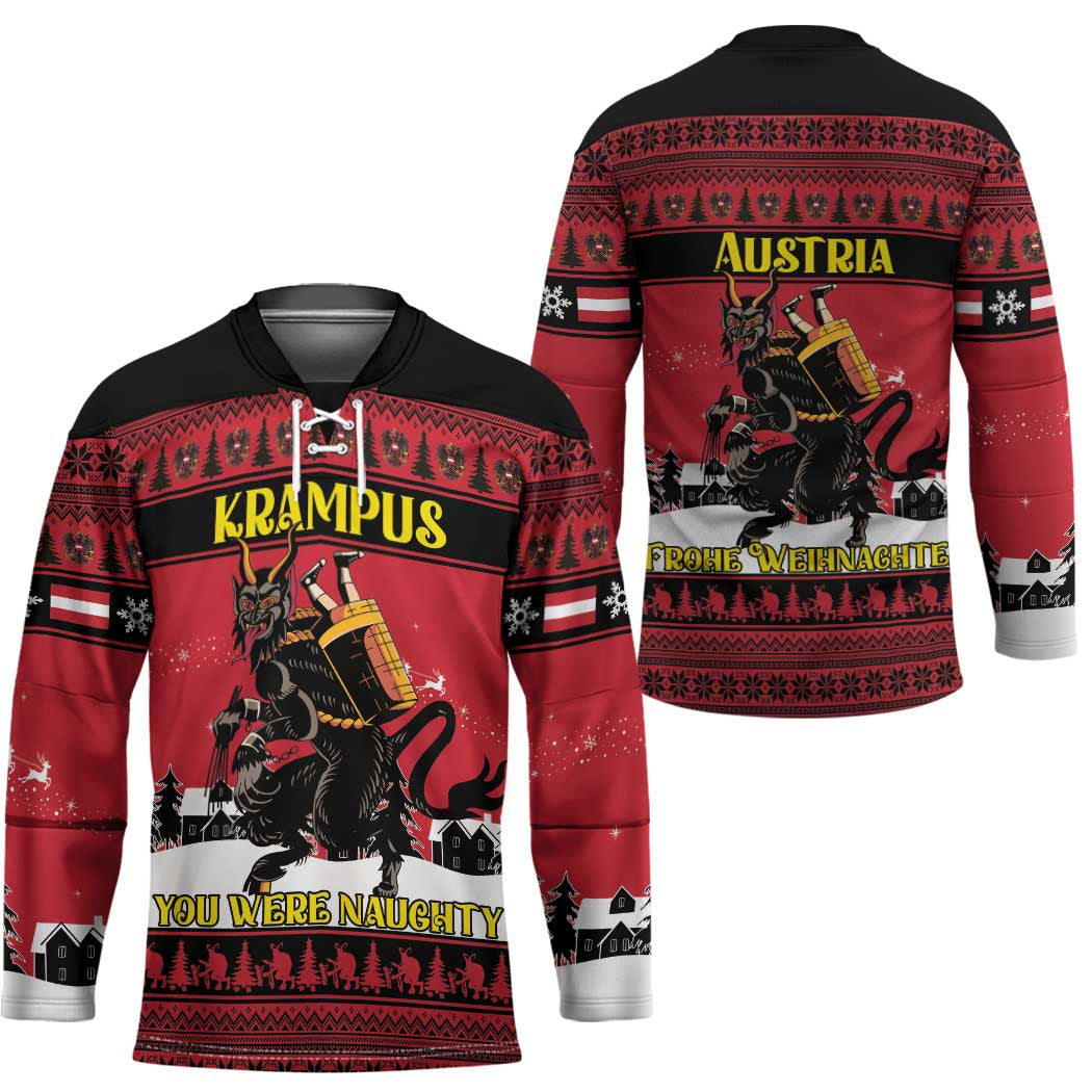 Austria Christmas Hockey Jersey Krampus You Were Naughty - Wonder Print Shop
