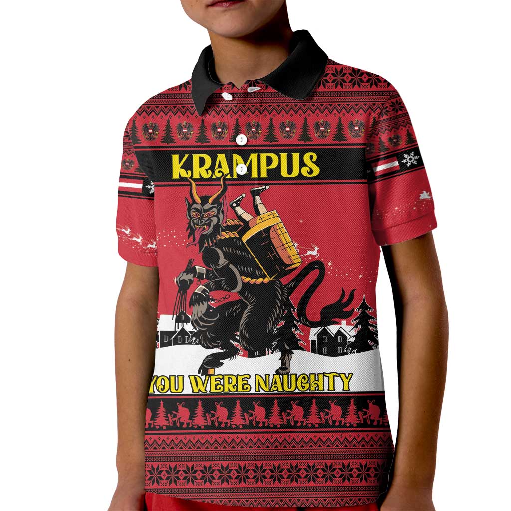 Austria Christmas Kid Polo Shirt Krampus You Were Naughty - Wonder Print Shop