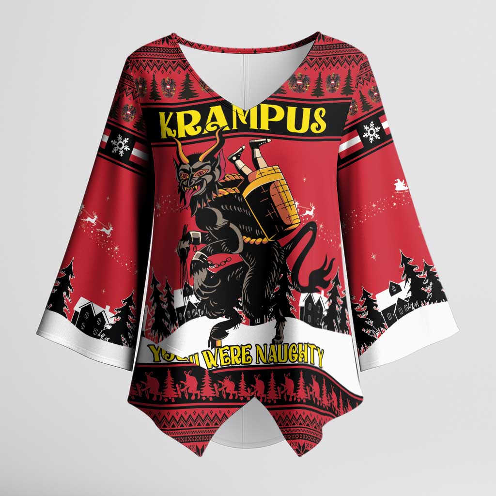 Austria Christmas Kimono Sleeve Blouse Krampus You Were Naughty - Wonder Print Shop