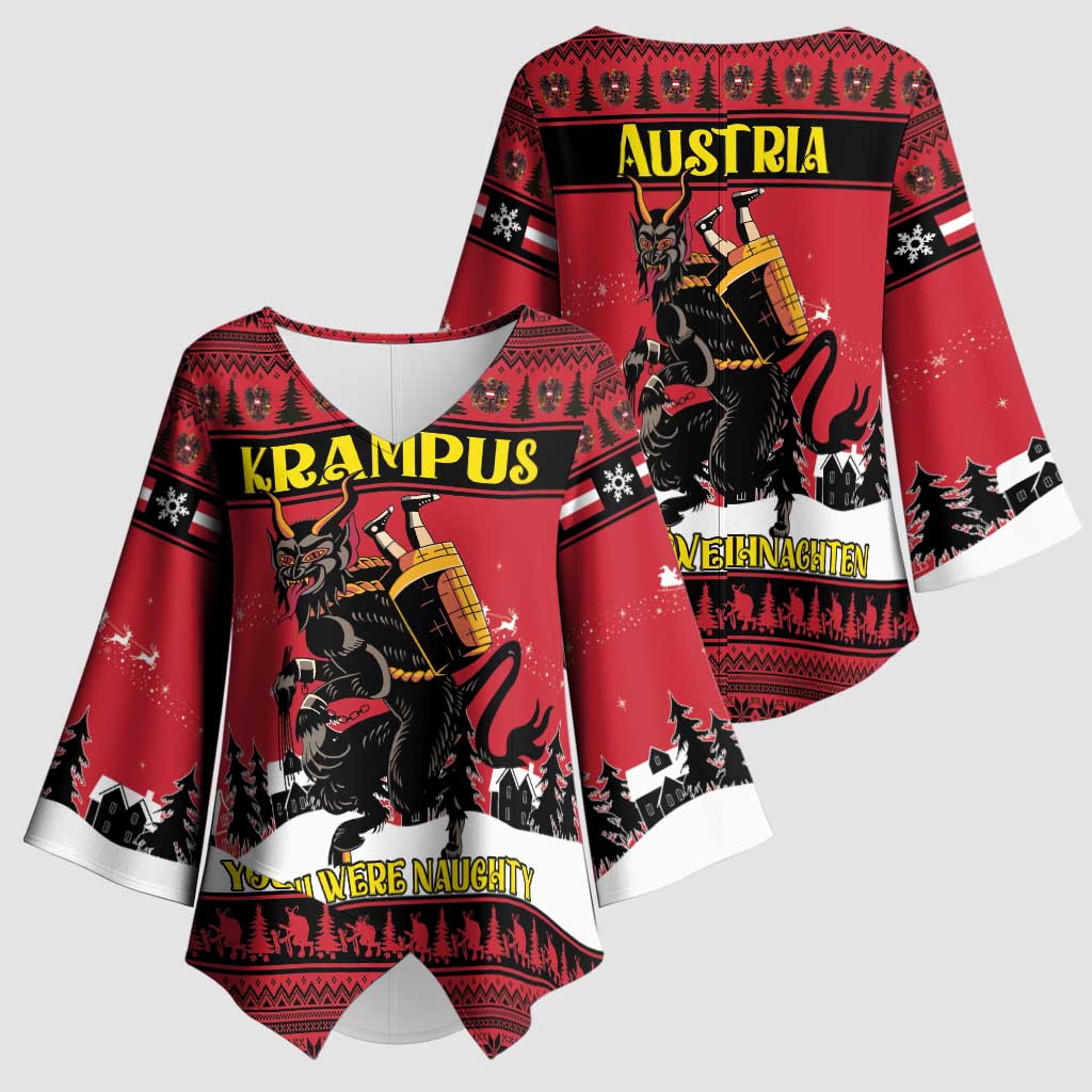 Austria Christmas Kimono Sleeve Blouse Krampus You Were Naughty - Wonder Print Shop