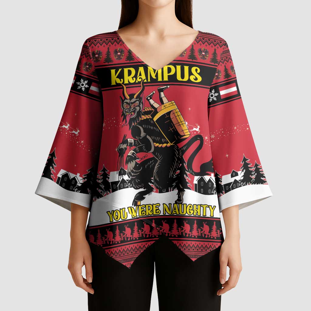 Austria Christmas Kimono Sleeve Blouse Krampus You Were Naughty - Wonder Print Shop