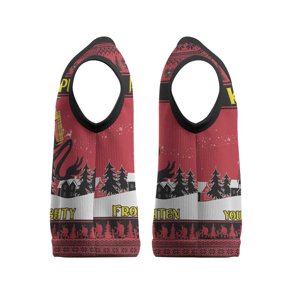 Austria Christmas Knitted V-Neck Vest Krampus You Were Naughty - Wonder Print Shop