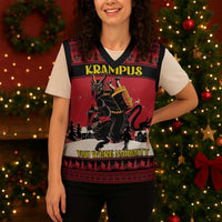 Austria Christmas Knitted V-Neck Vest Krampus You Were Naughty - Wonder Print Shop