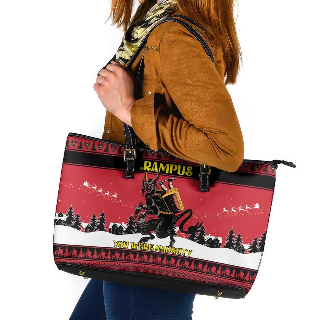 Austria Christmas Leather Tote Bag Krampus You Were Naughty - Wonder Print Shop