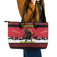 Austria Christmas Leather Tote Bag Krampus You Were Naughty - Wonder Print Shop