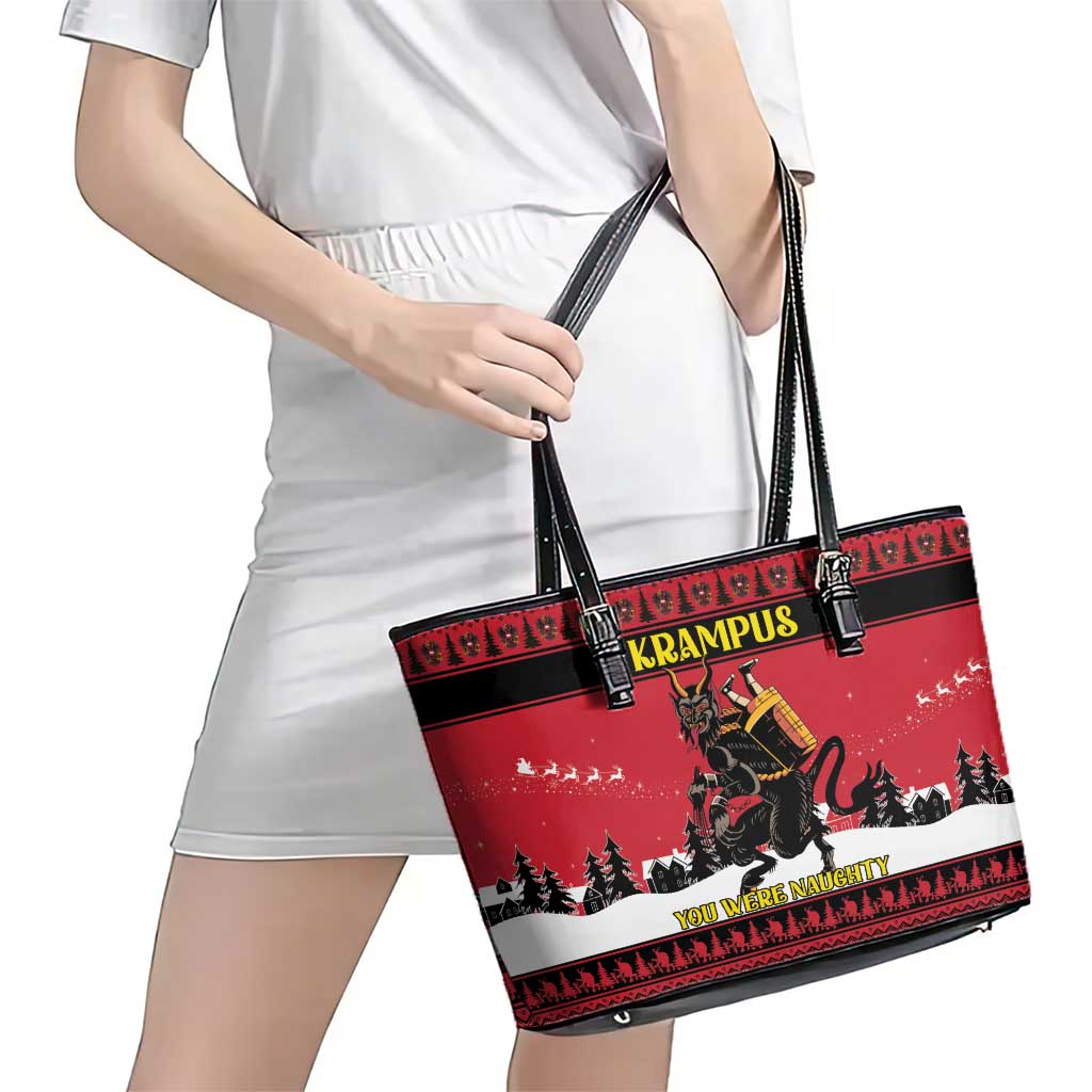 Austria Christmas Leather Tote Bag Krampus You Were Naughty - Wonder Print Shop
