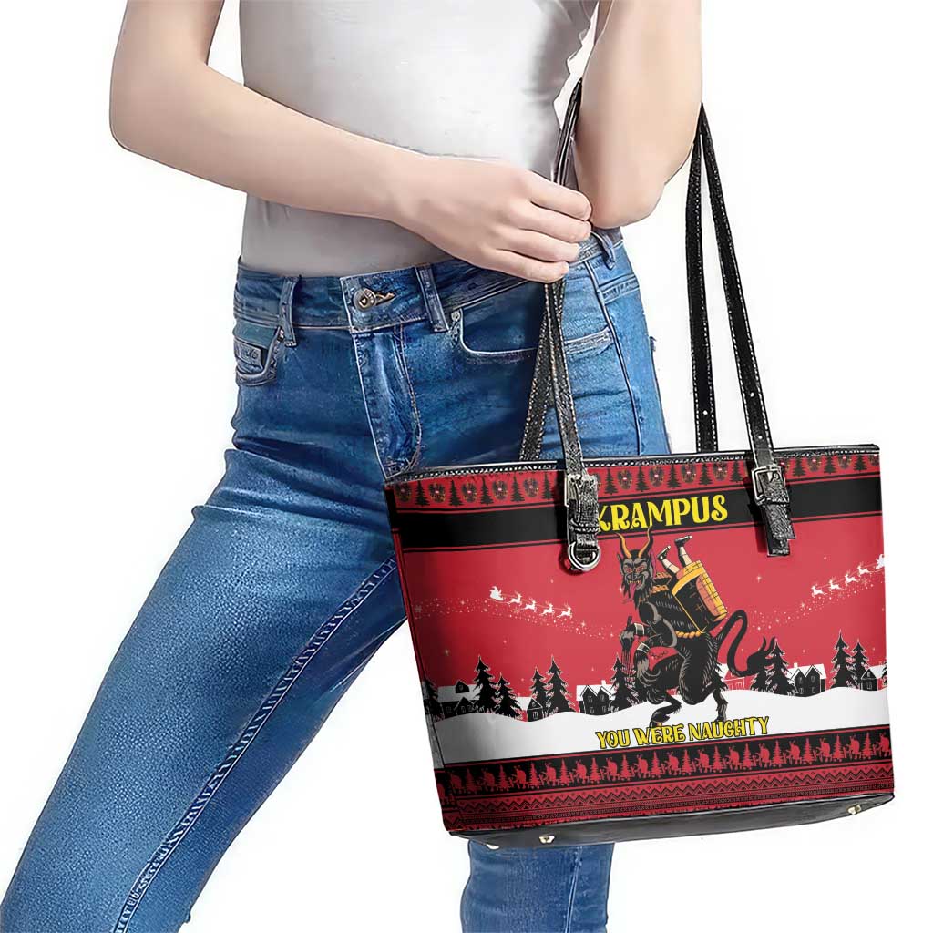 Austria Christmas Leather Tote Bag Krampus You Were Naughty - Wonder Print Shop