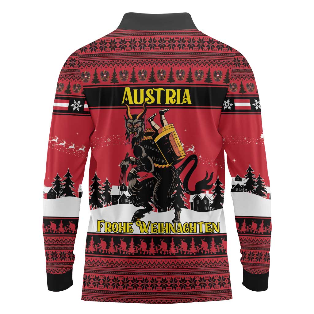 Austria Christmas Long Sleeve Polo Shirt Krampus You Were Naughty - Wonder Print Shop