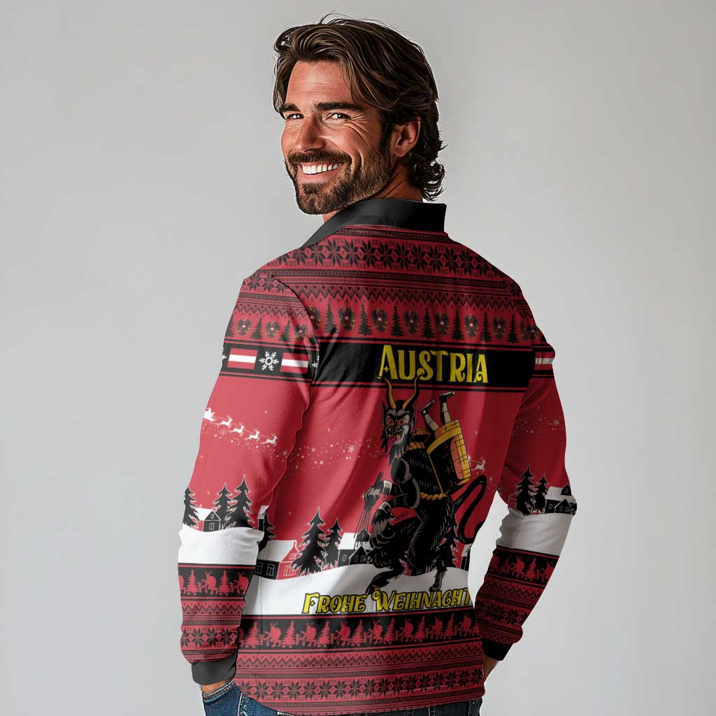 Austria Christmas Long Sleeve Polo Shirt Krampus You Were Naughty - Wonder Print Shop