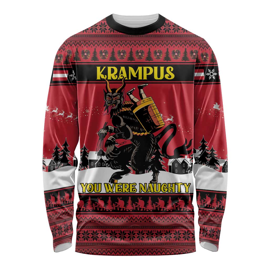 Austria Christmas Long Sleeve Shirt Krampus You Were Naughty - Wonder Print Shop