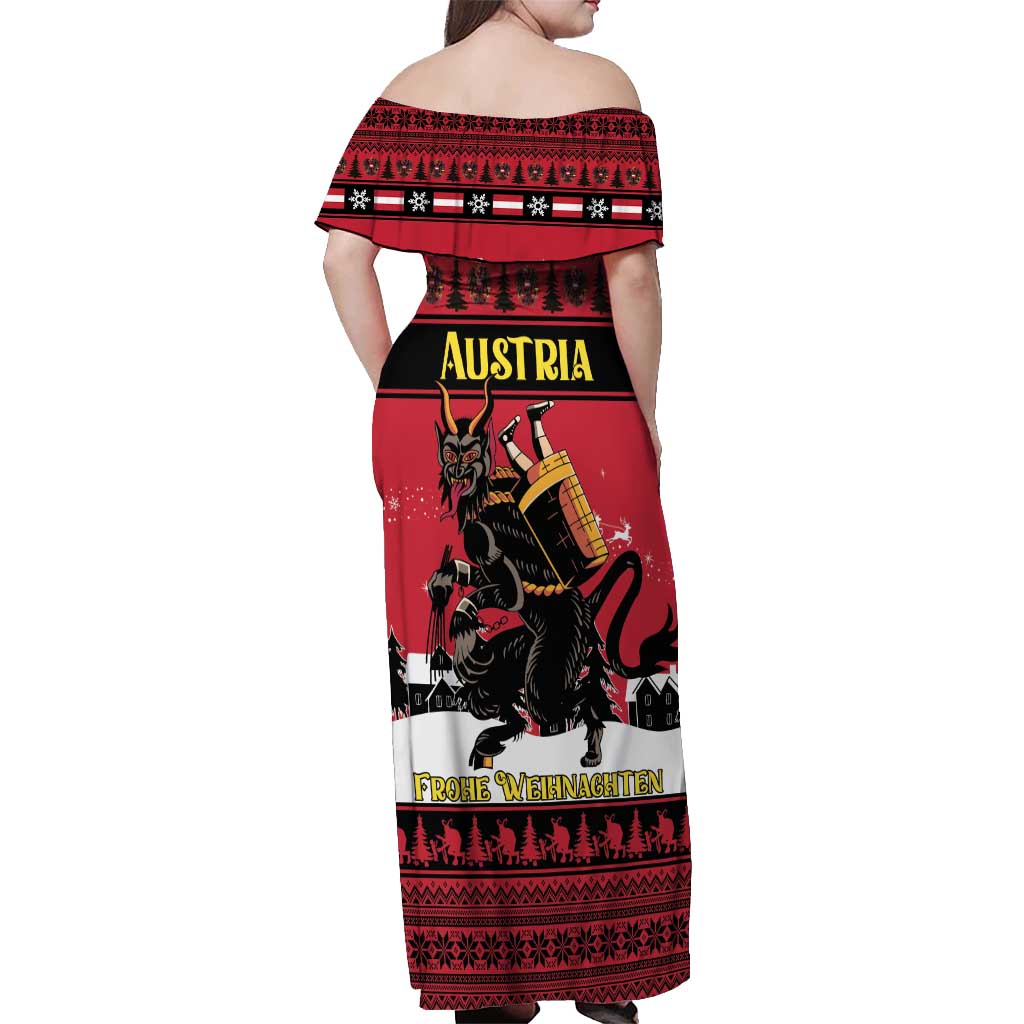 Austria Christmas Off Shoulder Maxi Dress Krampus You Were Naughty - Wonder Print Shop