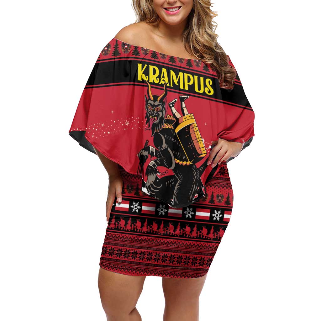 Austria Christmas Off Shoulder Short Dress Krampus You Were Naughty - Wonder Print Shop