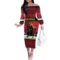 Austria Christmas Off The Shoulder Long Sleeve Dress Krampus You Were Naughty - Wonder Print Shop