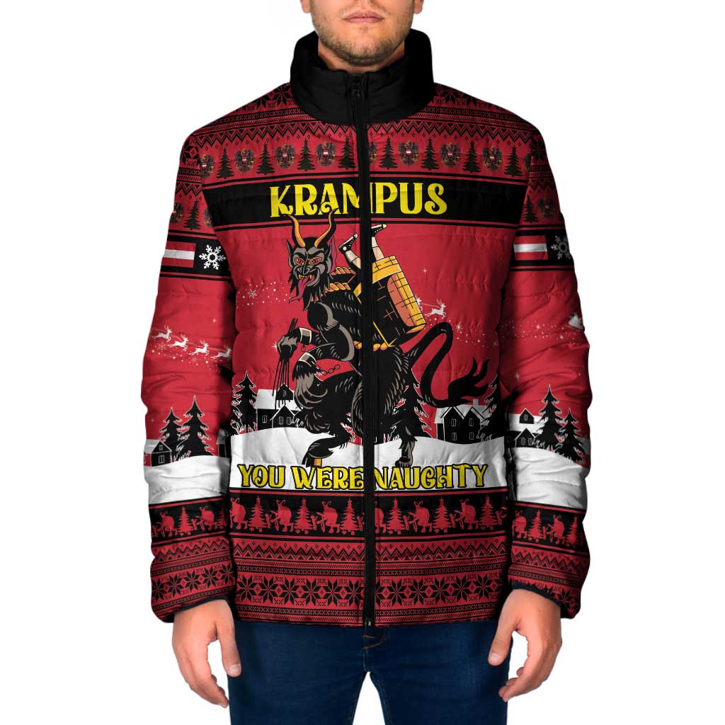 Austria Christmas Padded Jacket Krampus You Were Naughty - Wonder Print Shop