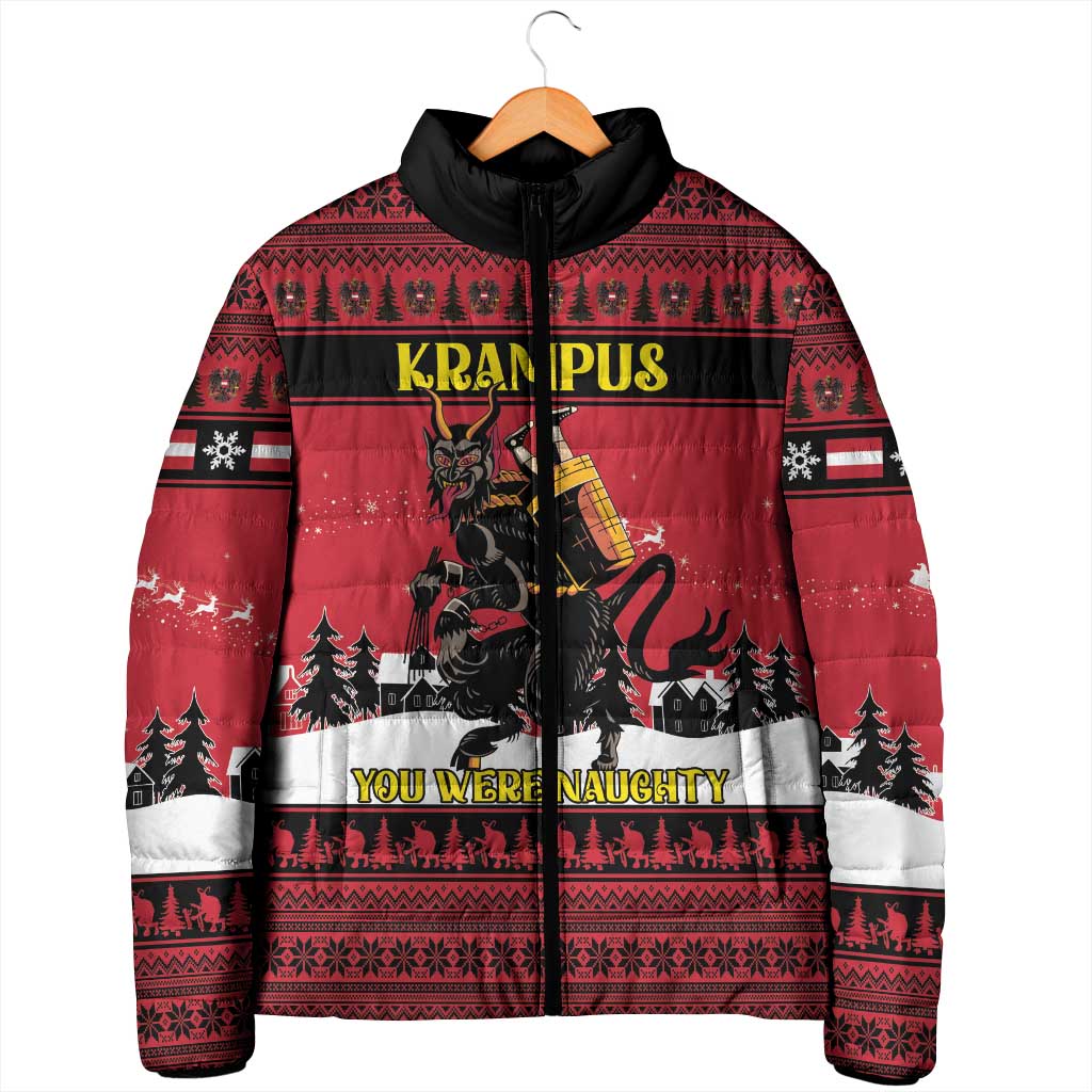 Austria Christmas Padded Jacket Krampus You Were Naughty - Wonder Print Shop