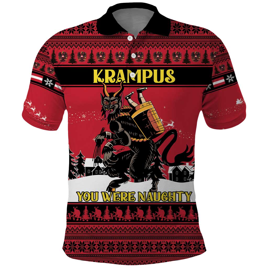 Austria Christmas Polo Shirt Krampus You Were Naughty - Wonder Print Shop