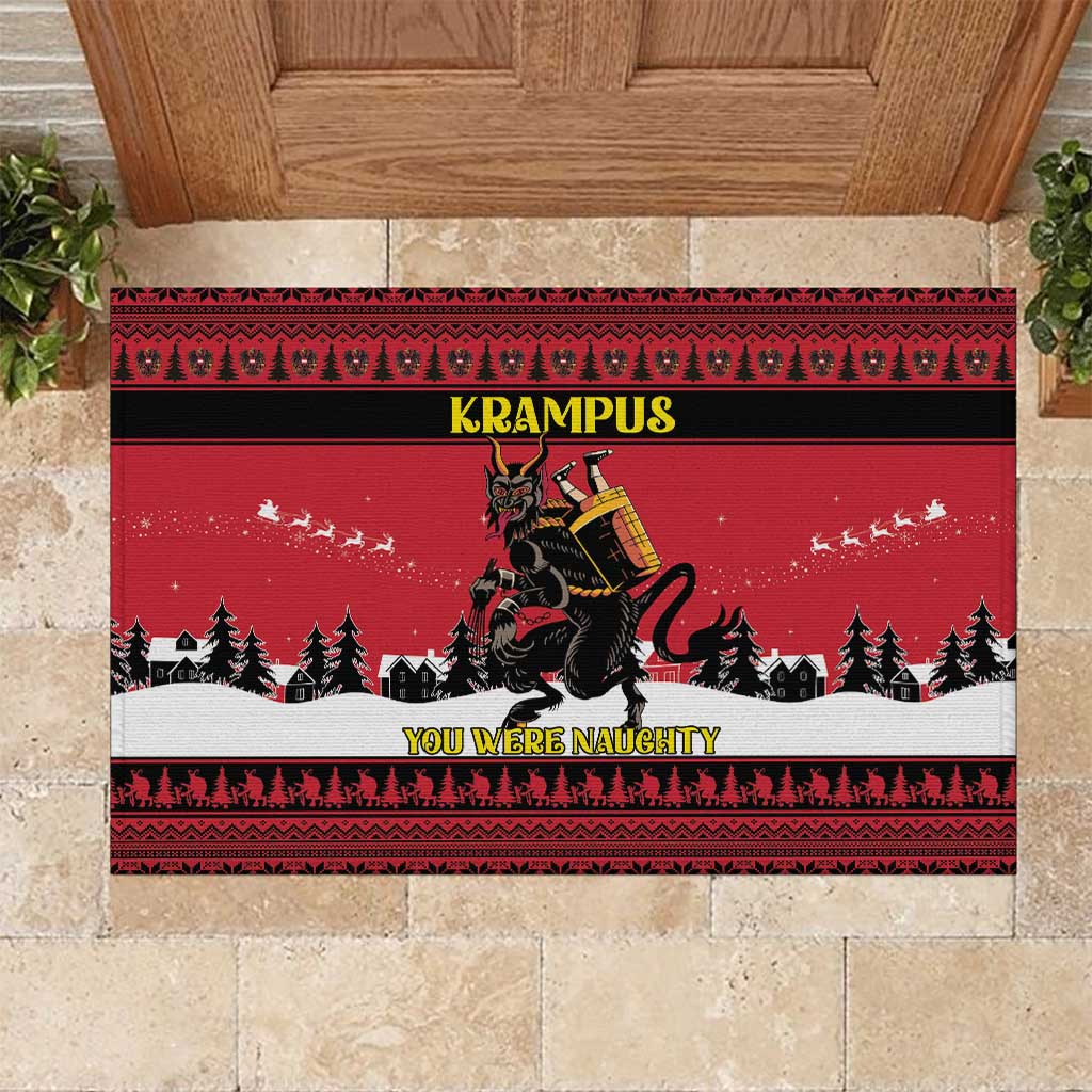Austria Christmas Rubber Doormat Krampus You Were Naughty - Wonder Print Shop