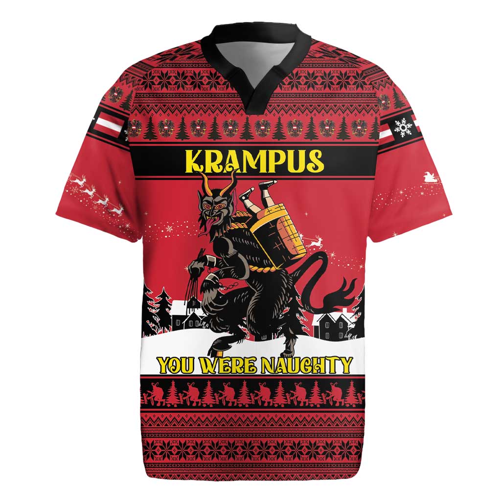 Austria Christmas Rugby Jersey Krampus You Were Naughty - Wonder Print Shop