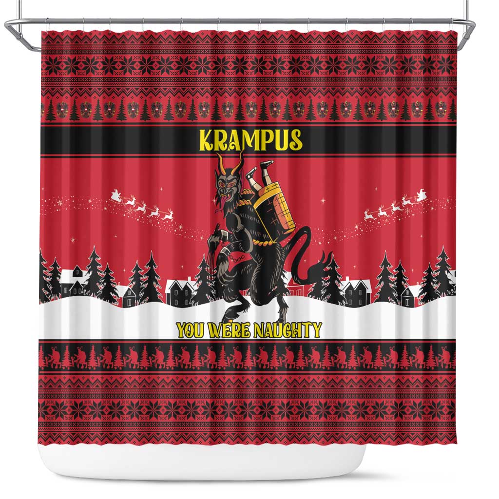 Austria Christmas Shower Curtain Krampus You Were Naughty - Wonder Print Shop