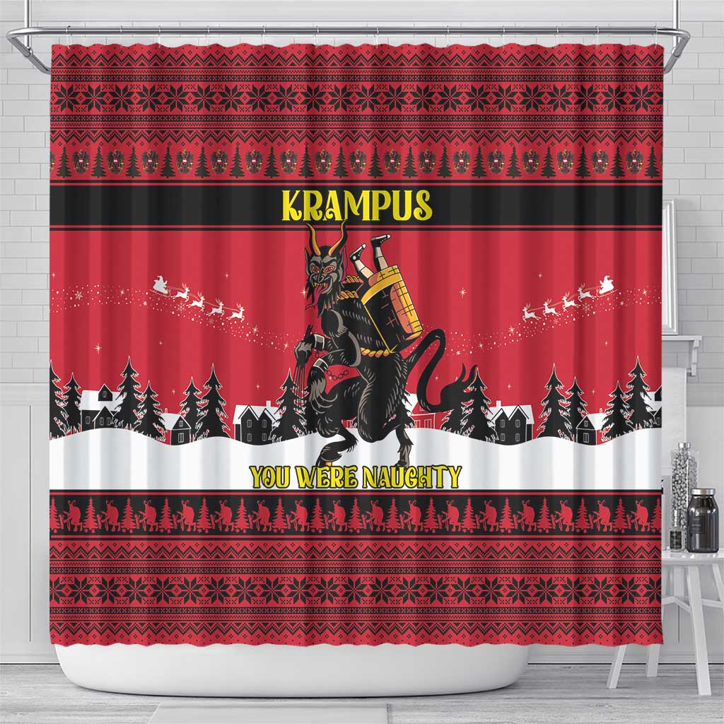 Austria Christmas Shower Curtain Krampus You Were Naughty - Wonder Print Shop