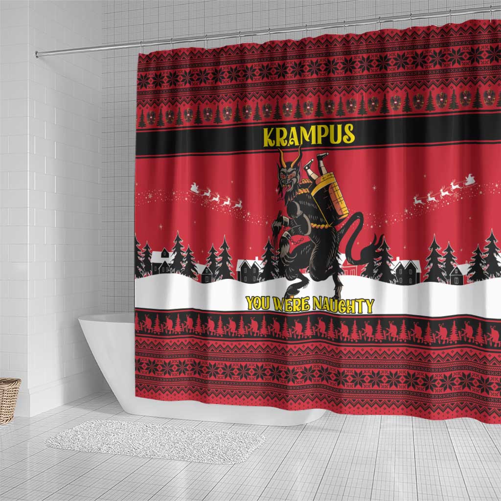 Austria Christmas Shower Curtain Krampus You Were Naughty - Wonder Print Shop
