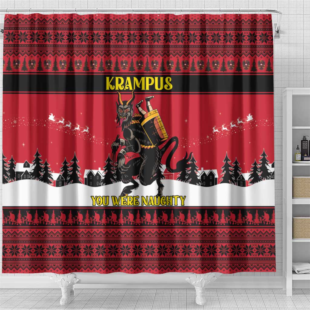 Austria Christmas Shower Curtain Krampus You Were Naughty - Wonder Print Shop