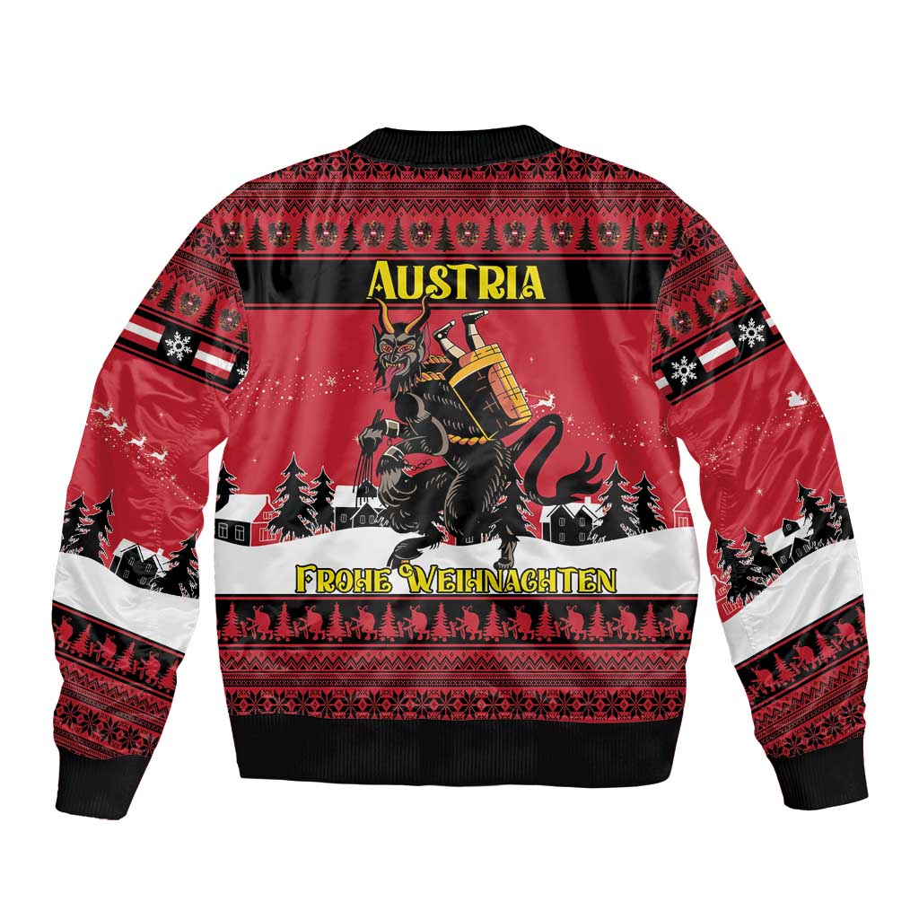 Austria Christmas Sleeve Zip Bomber Jacket Krampus You Were Naughty - Wonder Print Shop