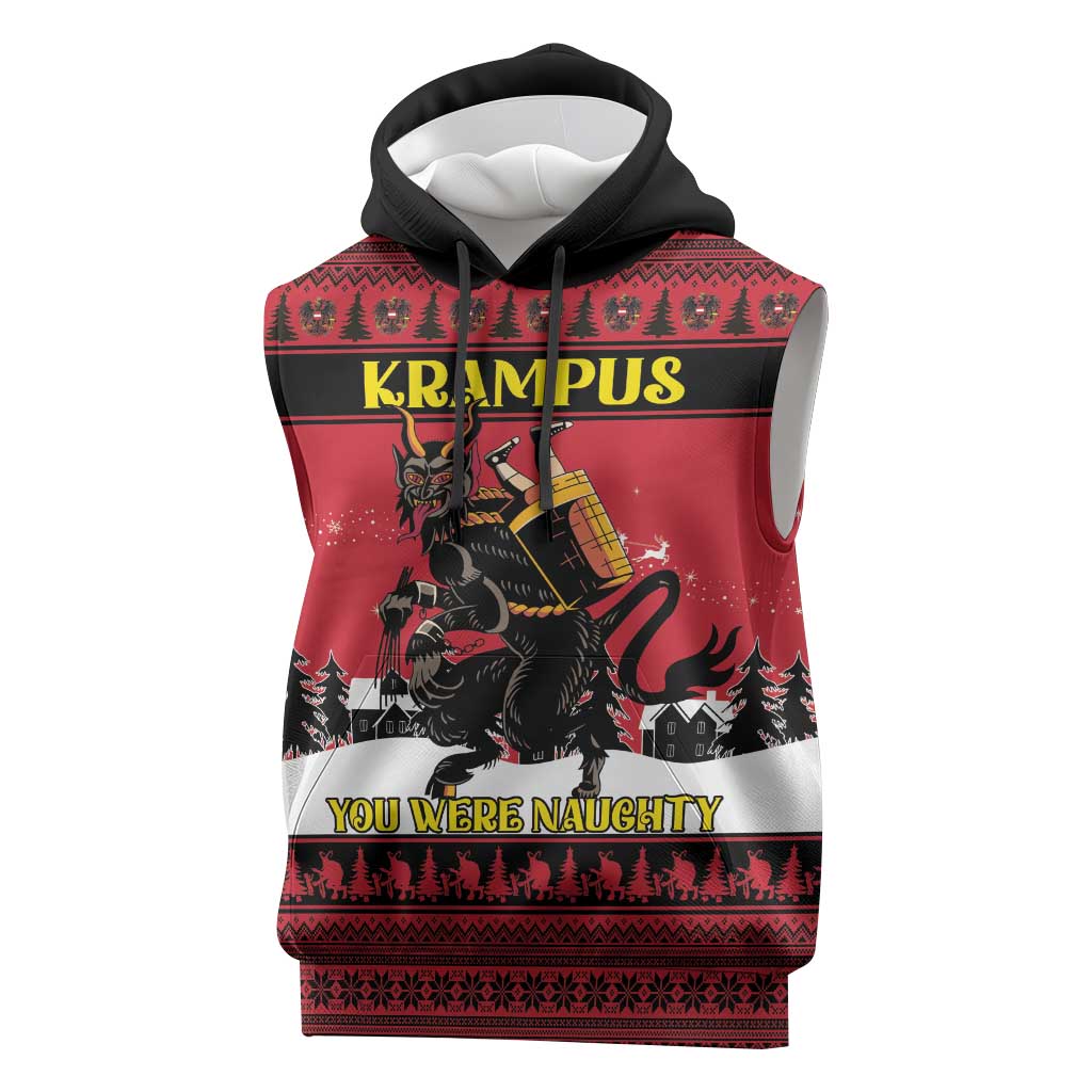 Austria Christmas Sleeveless Hoodie Krampus You Were Naughty - Wonder Print Shop