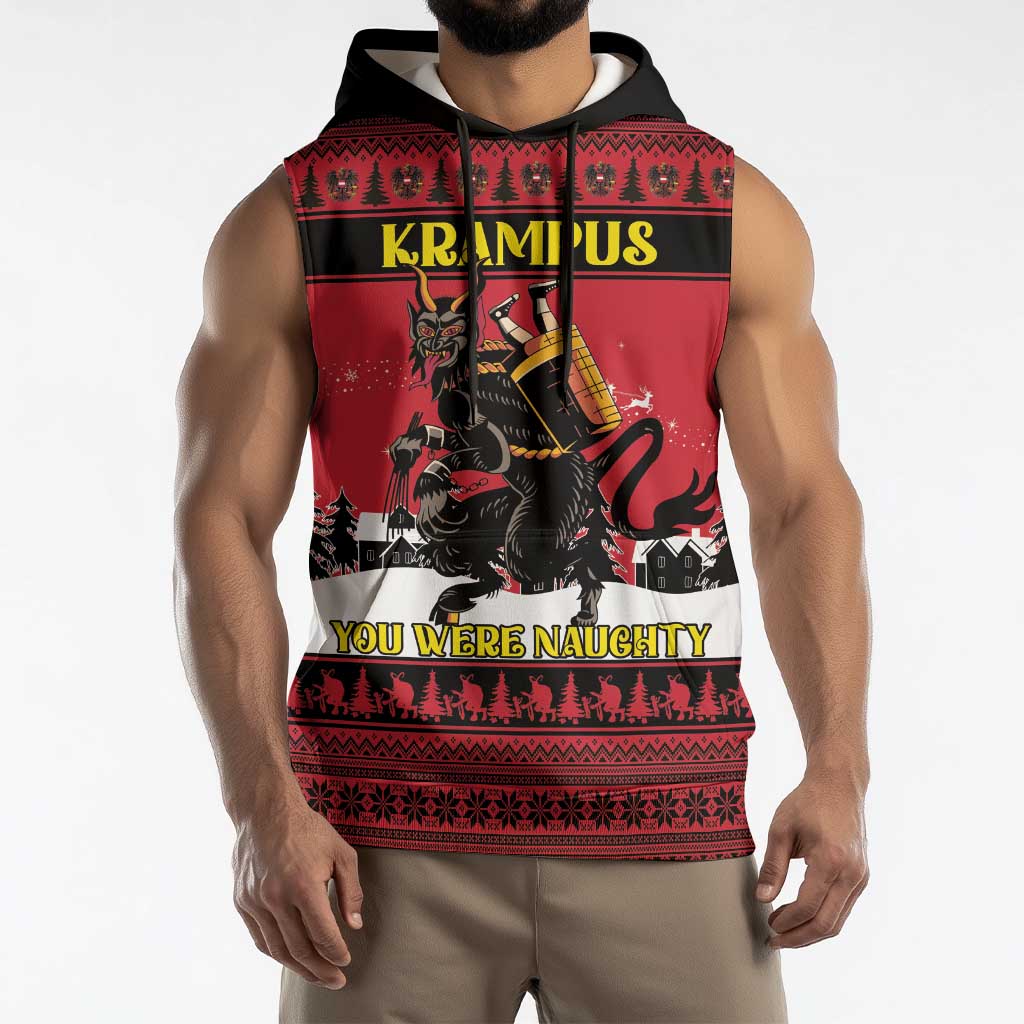 Austria Christmas Sleeveless Hoodie Krampus You Were Naughty - Wonder Print Shop