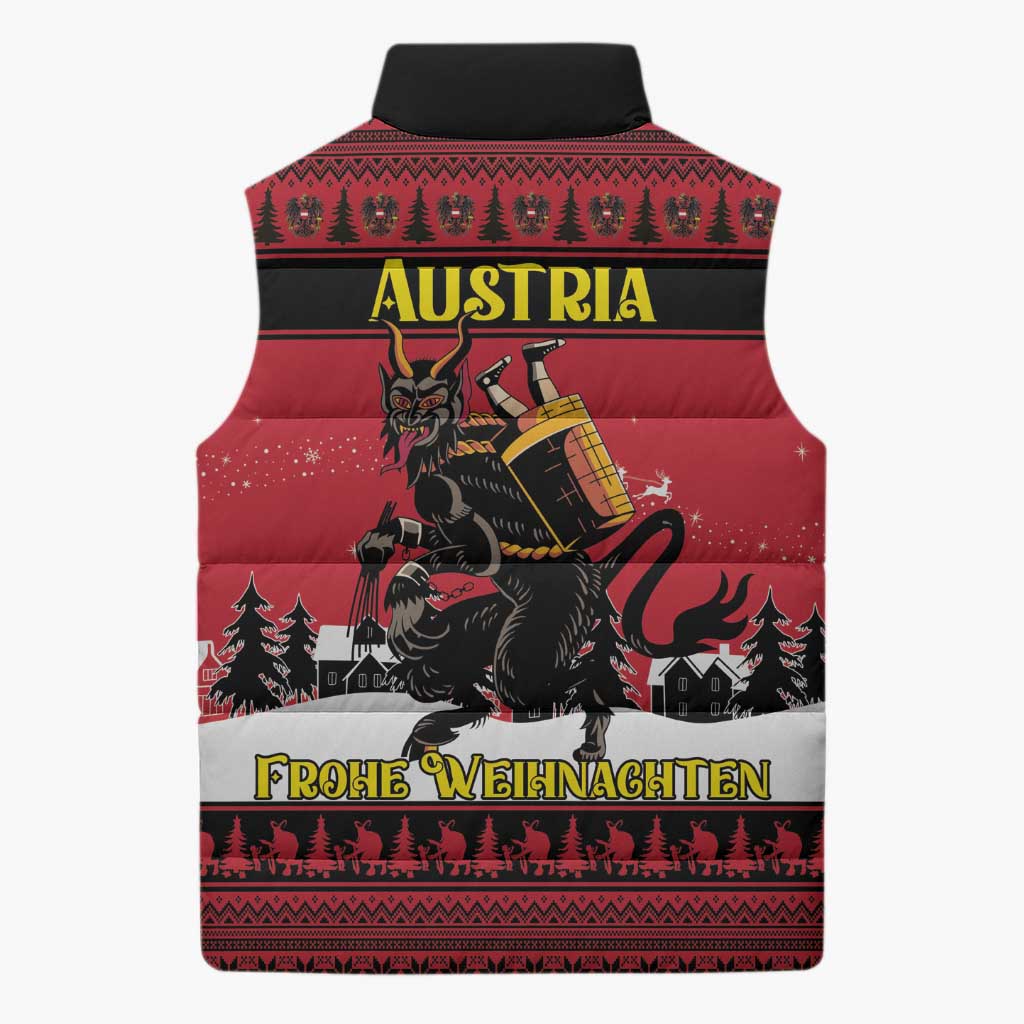 Austria Christmas Sleeveless Puffer Jacket Krampus You Were Naughty - Wonder Print Shop