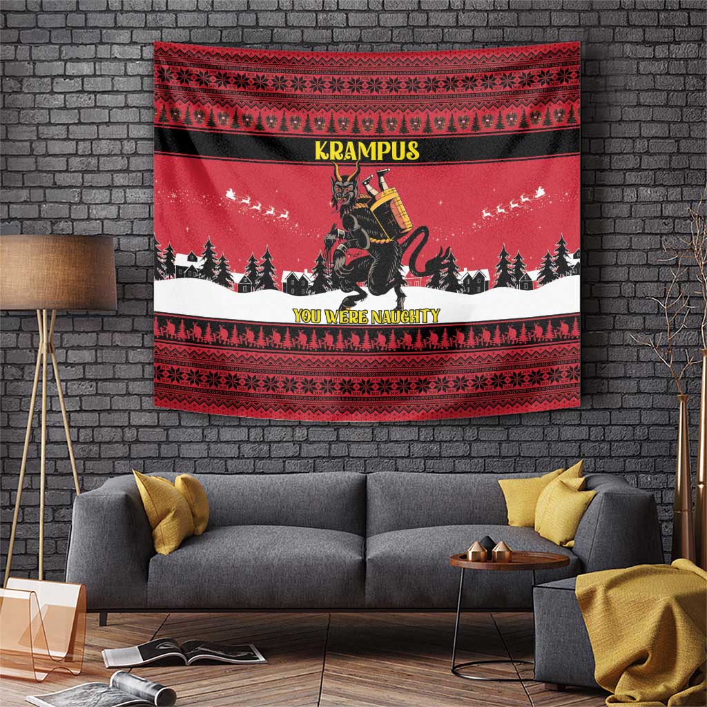 Austria Christmas Tapestry Krampus You Were Naughty - Wonder Print Shop