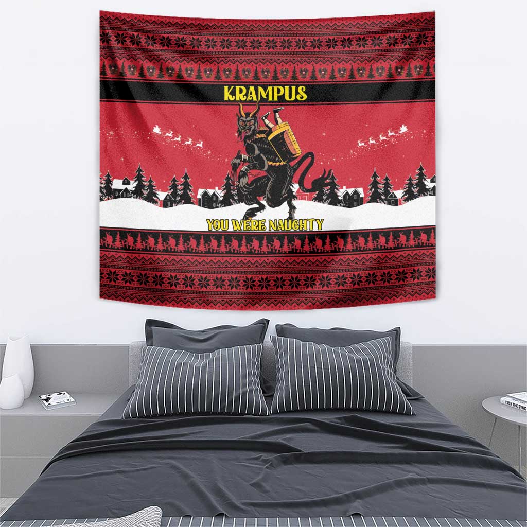 Austria Christmas Tapestry Krampus You Were Naughty - Wonder Print Shop