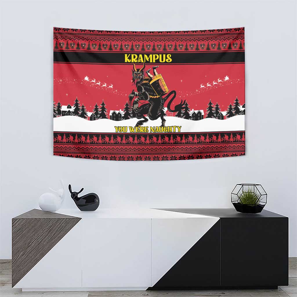 Austria Christmas Tapestry Krampus You Were Naughty - Wonder Print Shop