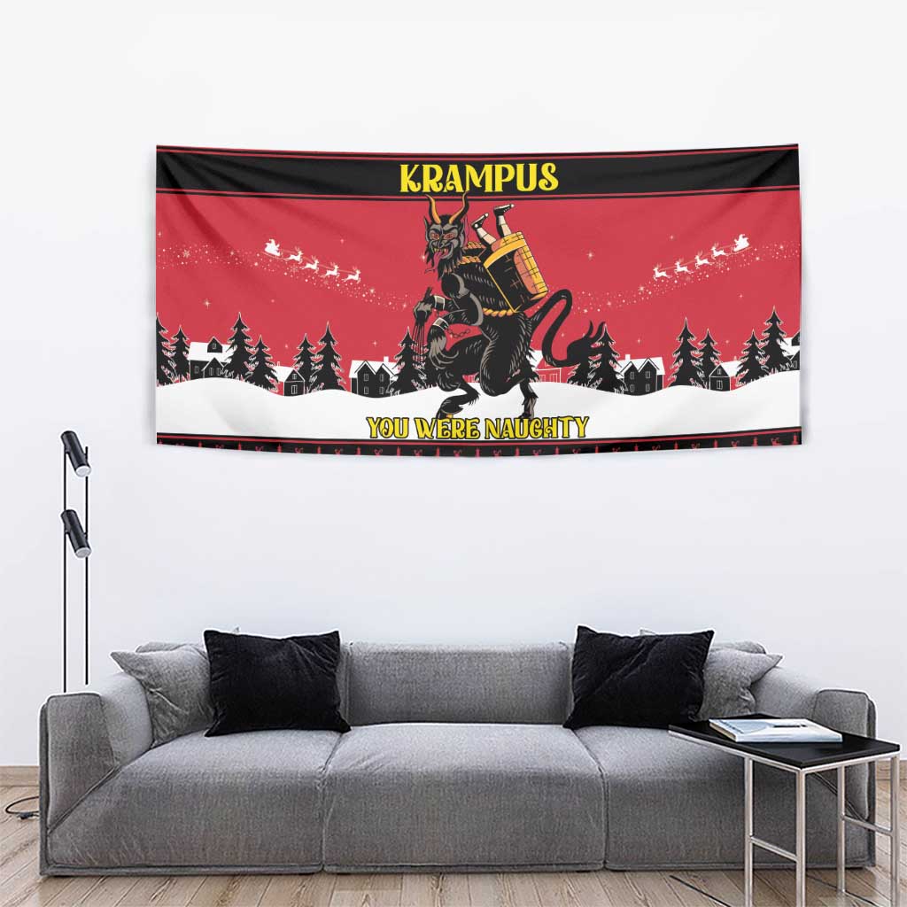 Austria Christmas Tapestry Krampus You Were Naughty - Wonder Print Shop