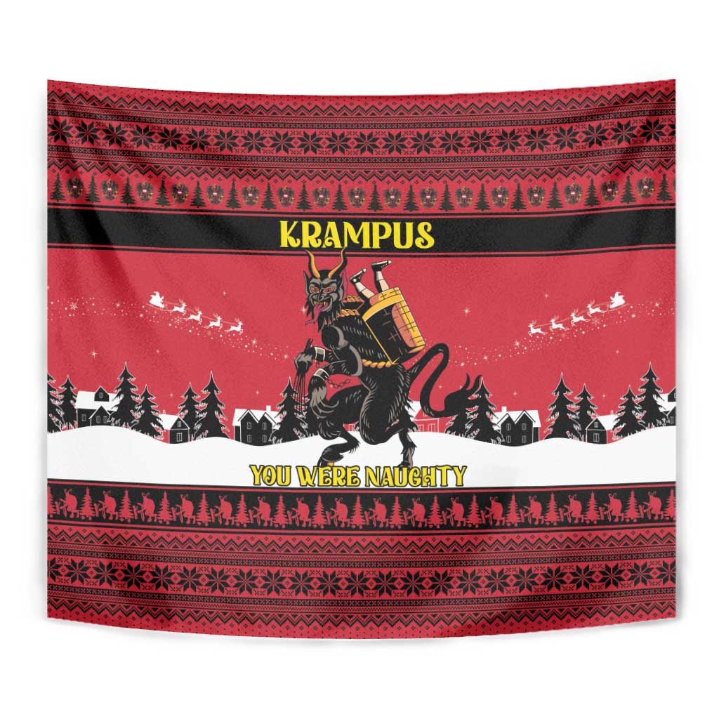 Austria Christmas Tapestry Krampus You Were Naughty - Wonder Print Shop