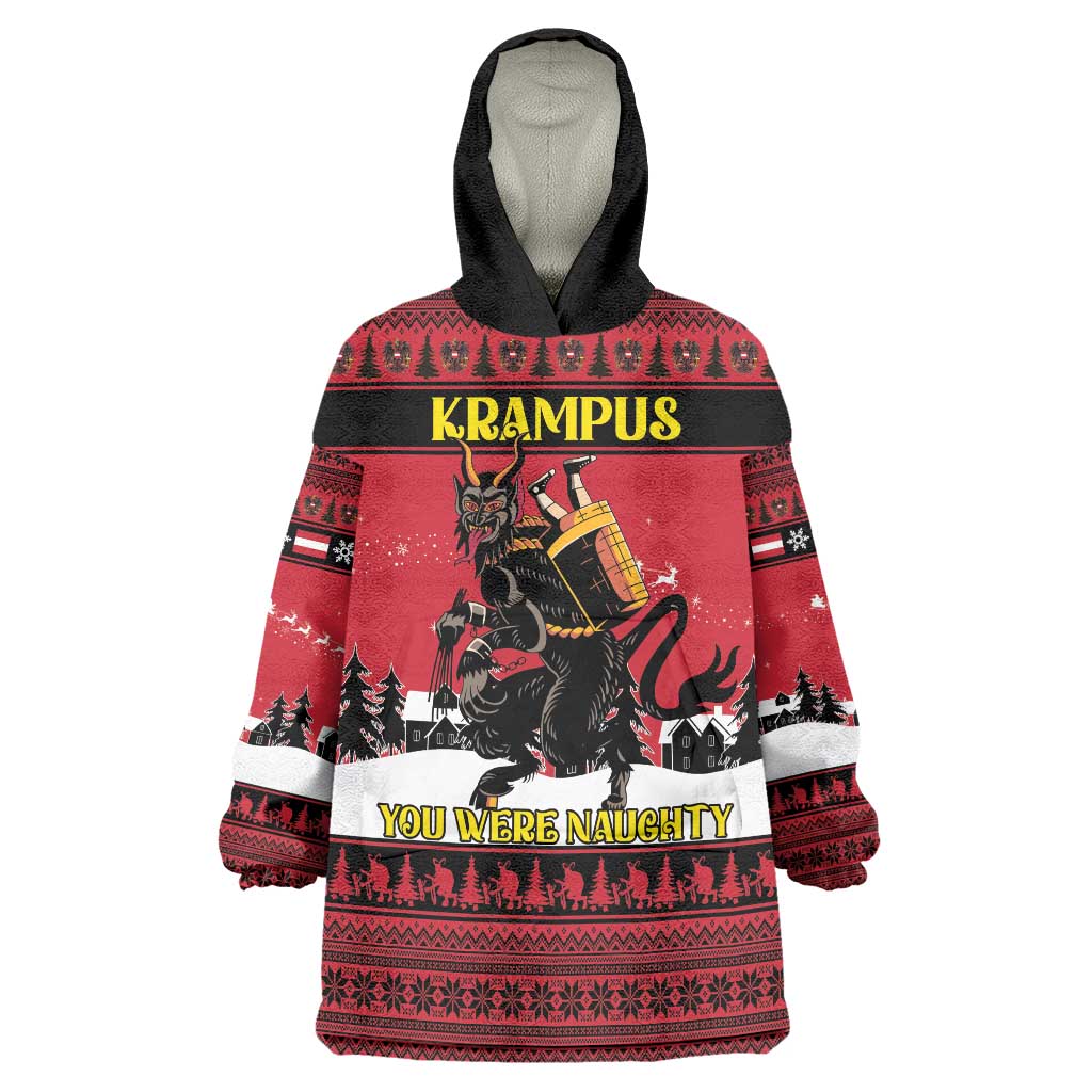 Austria Christmas Wearable Blanket Hoodie Krampus You Were Naughty - Wonder Print Shop