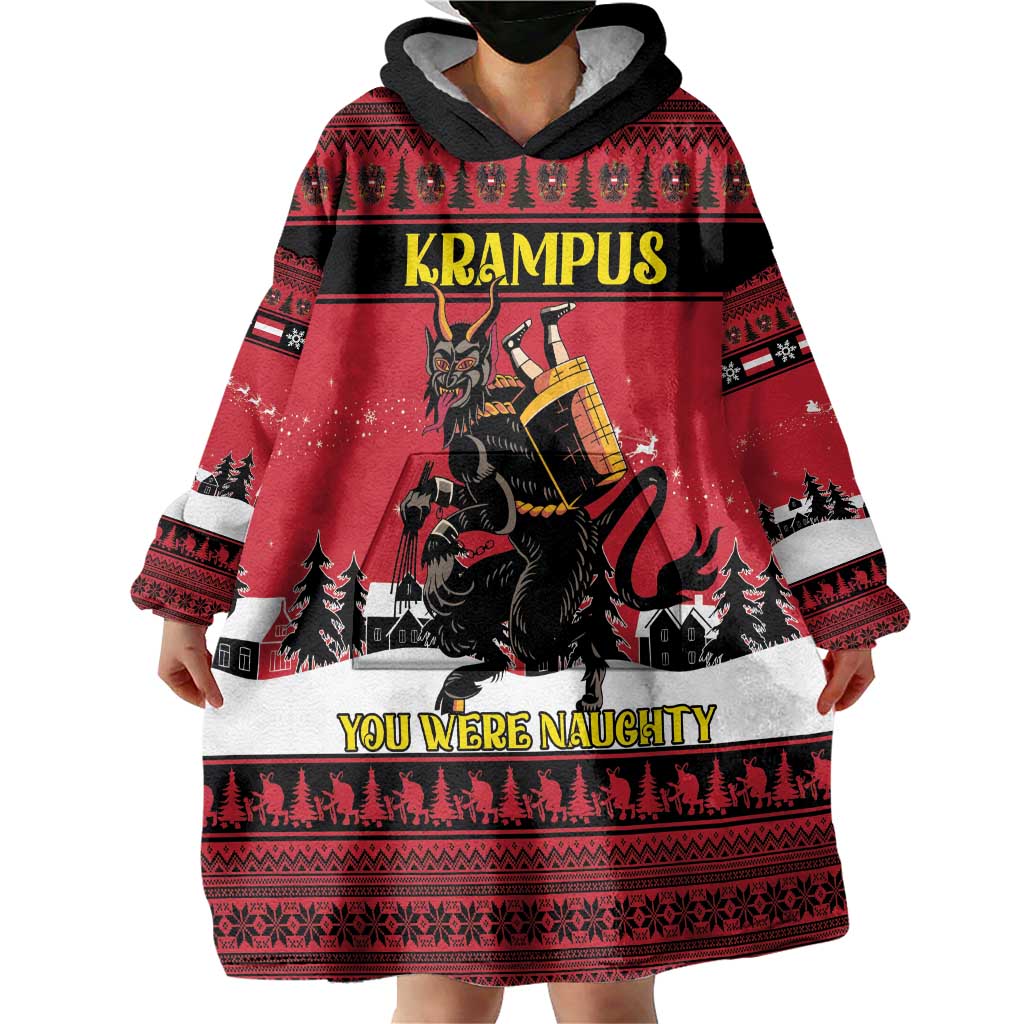 Austria Christmas Wearable Blanket Hoodie Krampus You Were Naughty - Wonder Print Shop