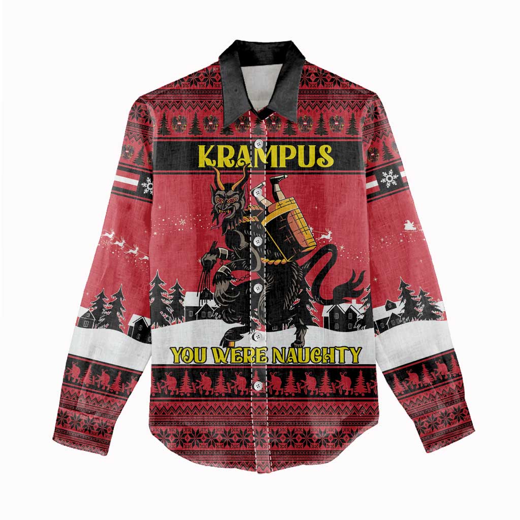 Austria Christmas Women Casual Shirt Krampus You Were Naughty - Wonder Print Shop