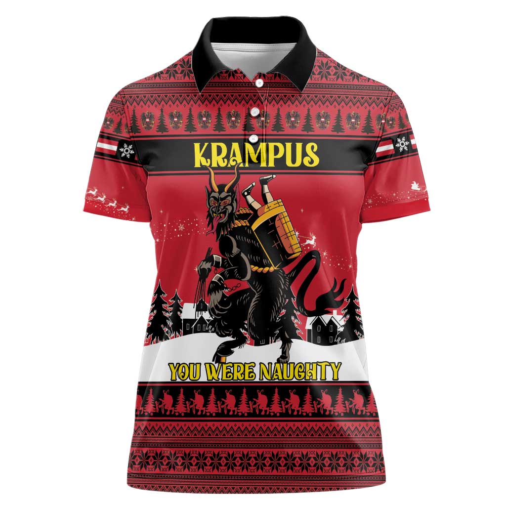 Austria Christmas Women Polo Shirt Krampus You Were Naughty - Wonder Print Shop