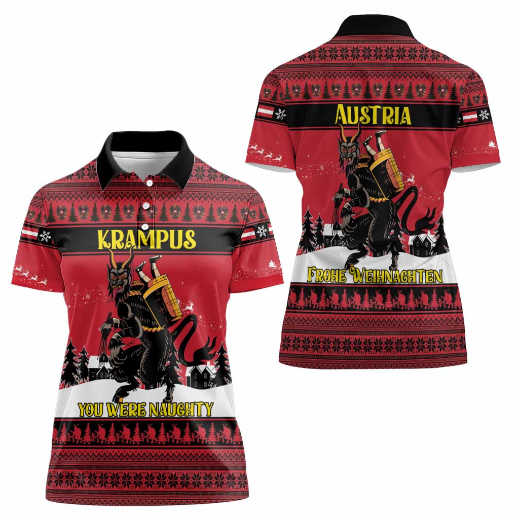Austria Christmas Women Polo Shirt Krampus You Were Naughty - Wonder Print Shop