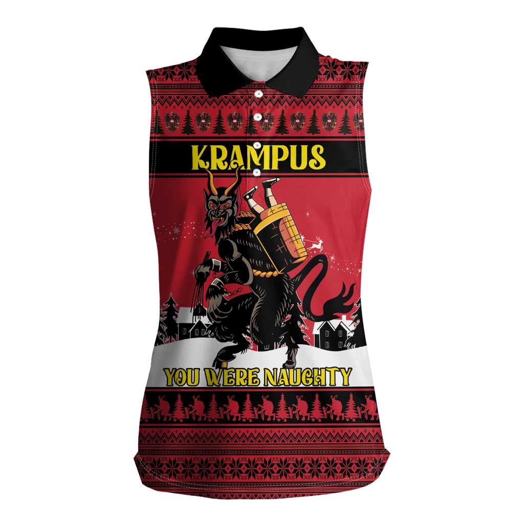 Austria Christmas Women Sleeveless Polo Shirt Krampus You Were Naughty - Wonder Print Shop