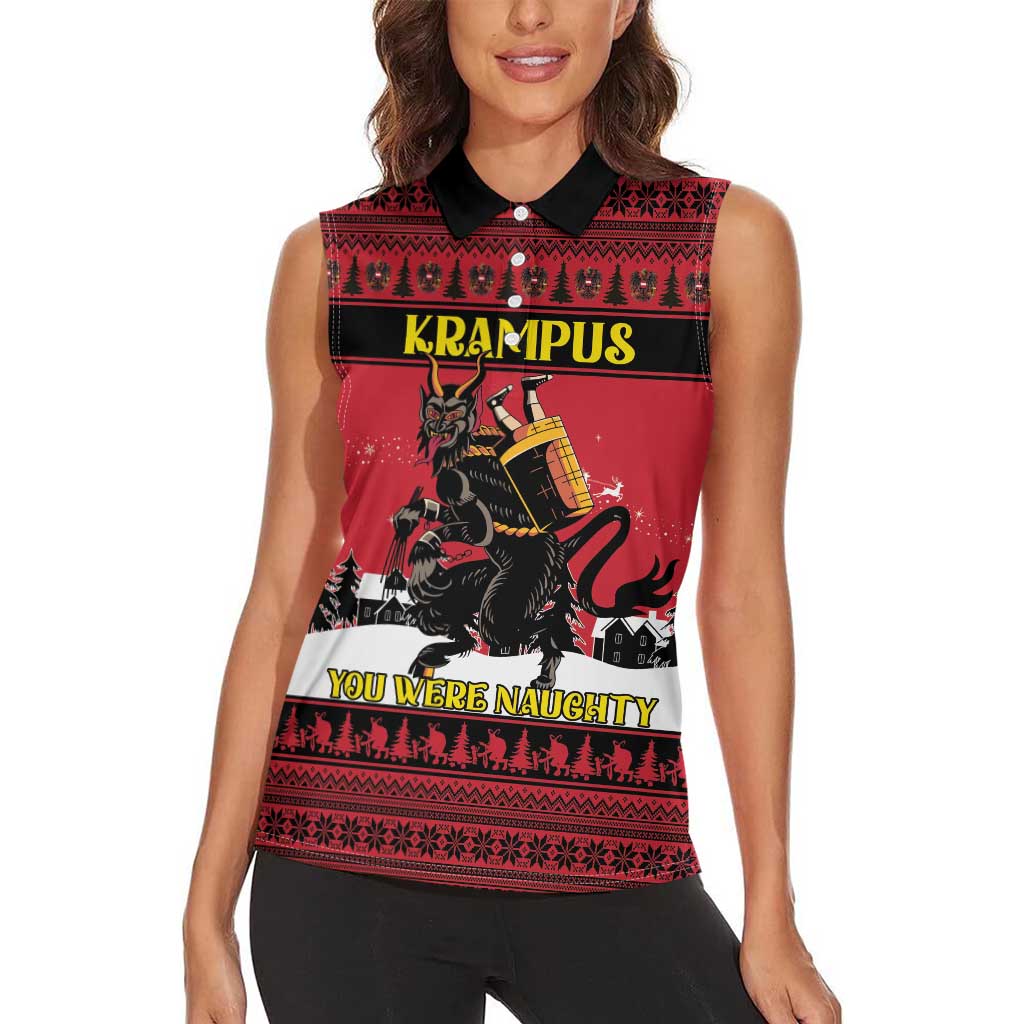 Austria Christmas Women Sleeveless Polo Shirt Krampus You Were Naughty - Wonder Print Shop