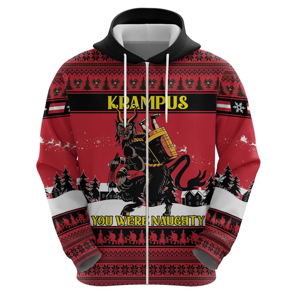 Austria Christmas Zip Hoodie Krampus You Were Naughty - Wonder Print Shop