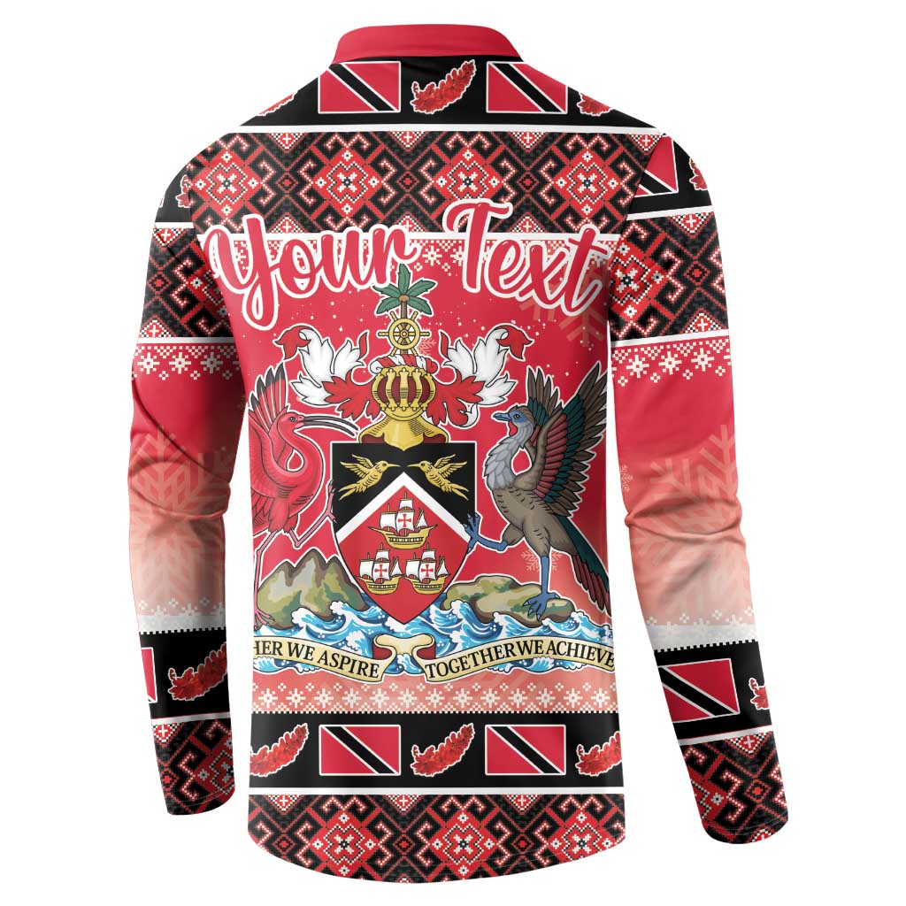 Personalized Trinidad and Tobago Christmas Button Sweatshirt Coat Of Arms Seamless Pattern - Wonder Print Shop
