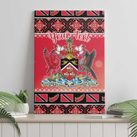 Personalized Trinidad and Tobago Christmas Canvas Wall Art Coat Of Arms Seamless Pattern - Wonder Print Shop
