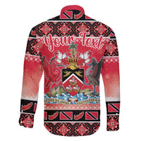 Personalized Trinidad and Tobago Christmas Family Matching Long Sleeve Bodycon Dress and Hawaiian Shirt Coat Of Arms Seamless Pattern - Wonder Print Shop